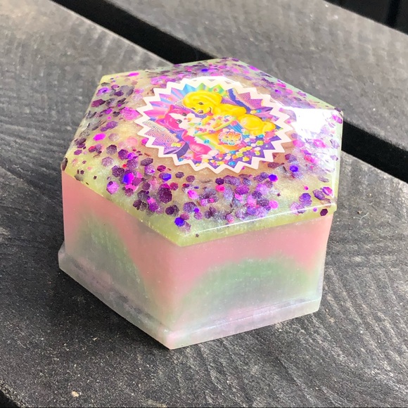 Handmade Lisa Frank Cat Dog UV Resin Trinket Box - Picture 4 of 16